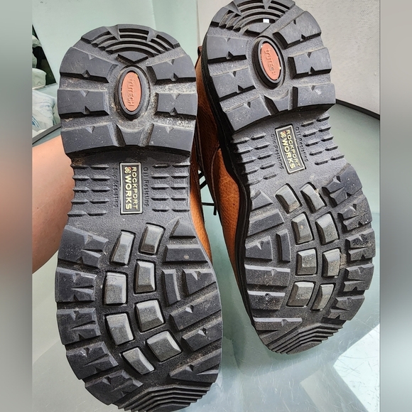 Rockport Works Brown Waterproof Steel Toe Boots Unisex Size 8W - Picture 10 of 10